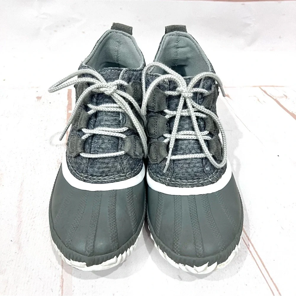 Sorel Out-N-About Plus Grey Knit Waterproof Duck Boots Booties